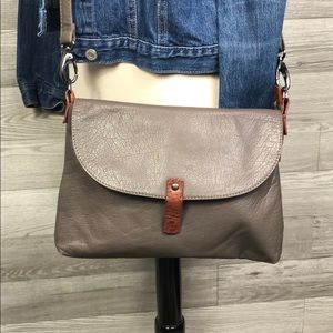 Elk Leather Crossbody Satchel Messenger Bag Gray